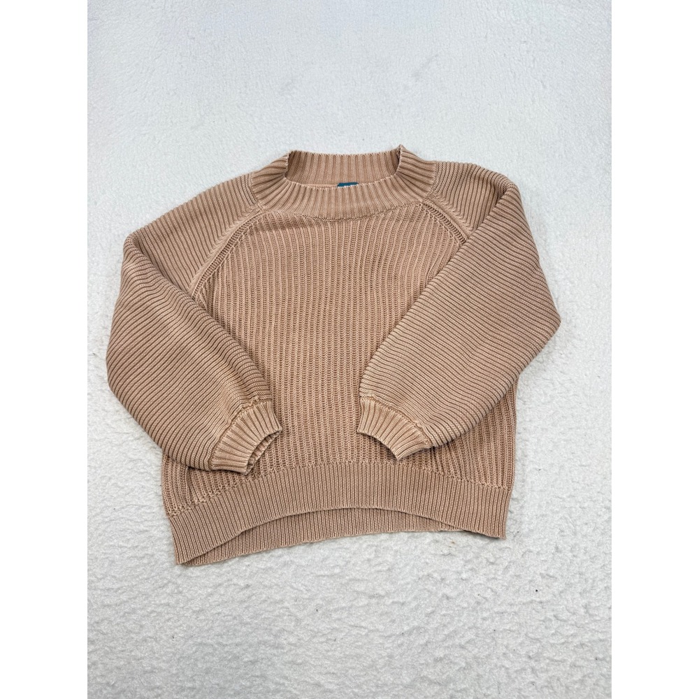 Neely Womens Tan Beige Ribbed Chunky Knit Raglan Sleeve Pullover Sweater Size M